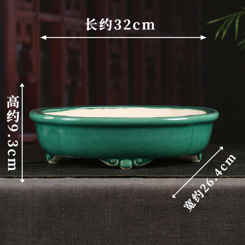 盆景宜兴批发装饰莲花大号yd07落地复古花盆浅三脚盆紫砂文竹桌面