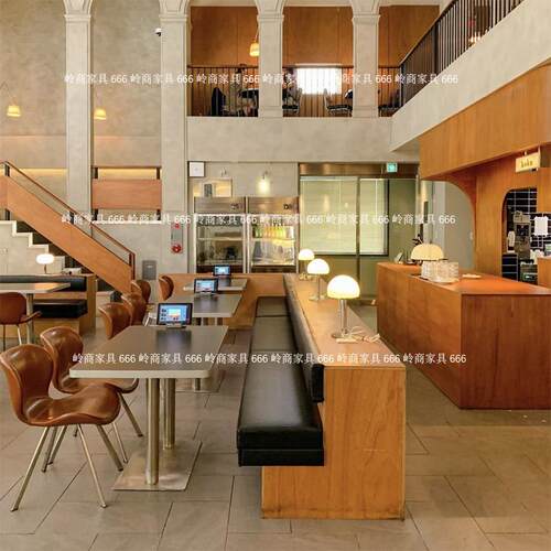 北欧简约休闲靠背餐椅复古咖啡厅奶茶店桌椅组合网红甜品店商用凳