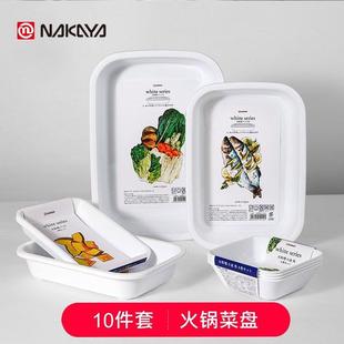 日本进口NAKAYA火锅备盘子配盘子家用厨房料理备餐盘塑料托 托盘