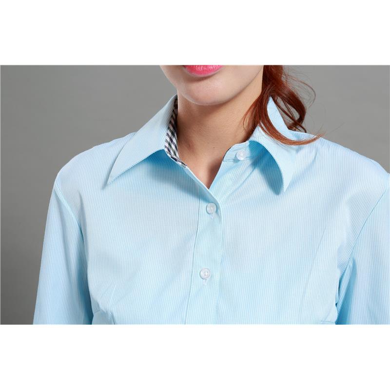 正品短邮袖政工作服女士长制短邮袖衬衫局工装蓝色衬衣秋邮储银行