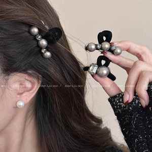 锆石珍珠丝绒小抓夹女高级感2025新款发夹碎发刘海夹公主头小夹子