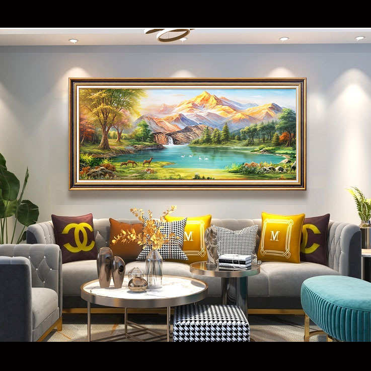 梵高丰收肌理油画欧式客厅风景壁画美式挂画麦田装饰画名画大尺寸