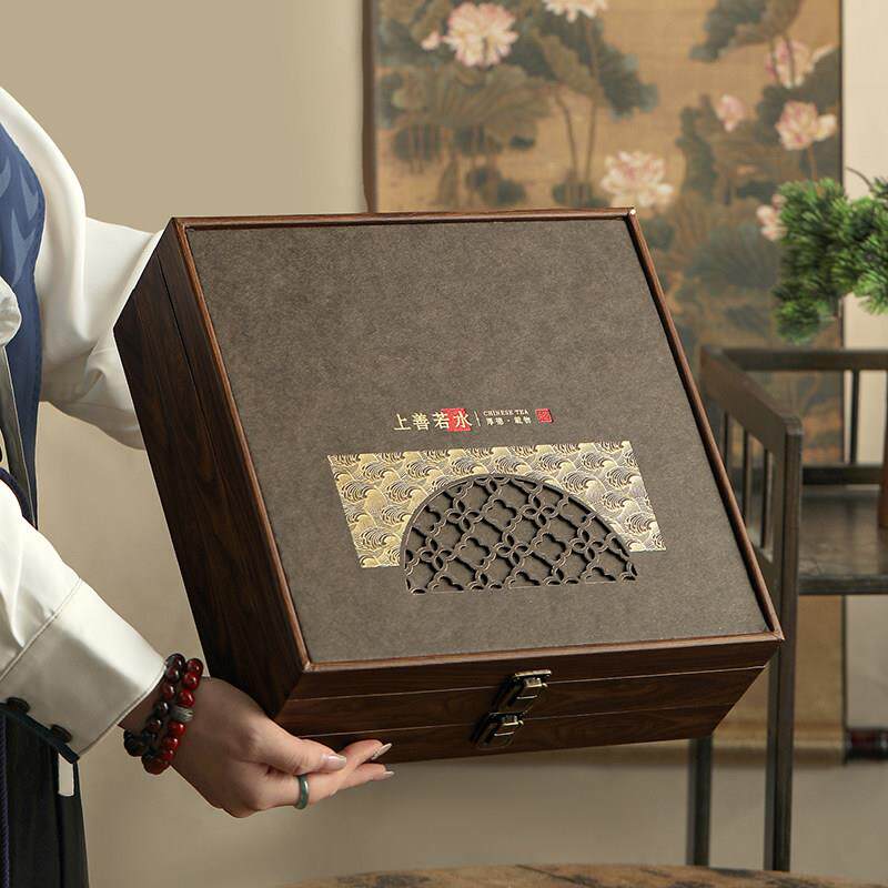 高档双层茶饼礼盒包装空盒覆古普洱茶福鼎白茶双饼357克包装礼盒