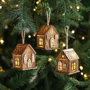 Wooden Light House Luminous Christmas Cabin LED