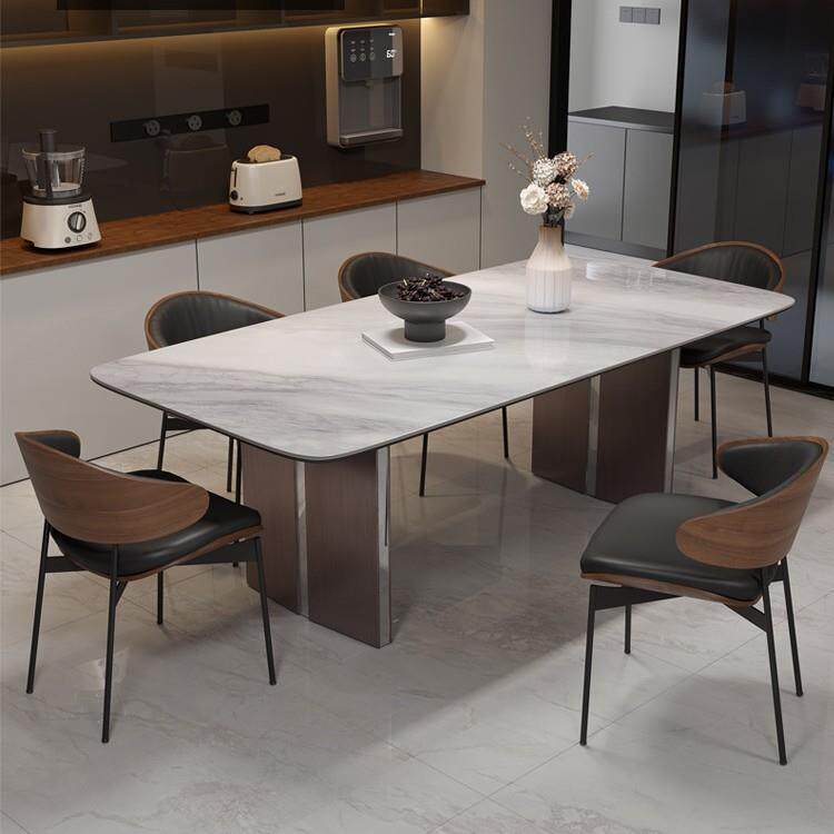 轻奢微晶石餐桌椅组合设计师别墅大户型全承托长方形现代简约餐台