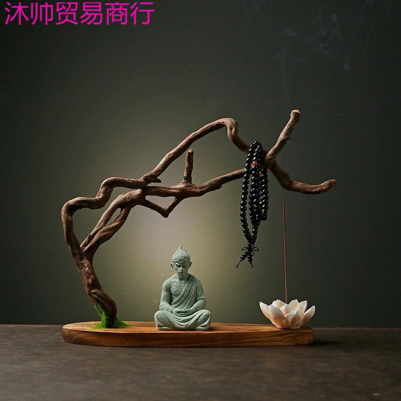 天然实木根摆件创意家居客厅装饰工艺品风化木树根禅意悟空底座