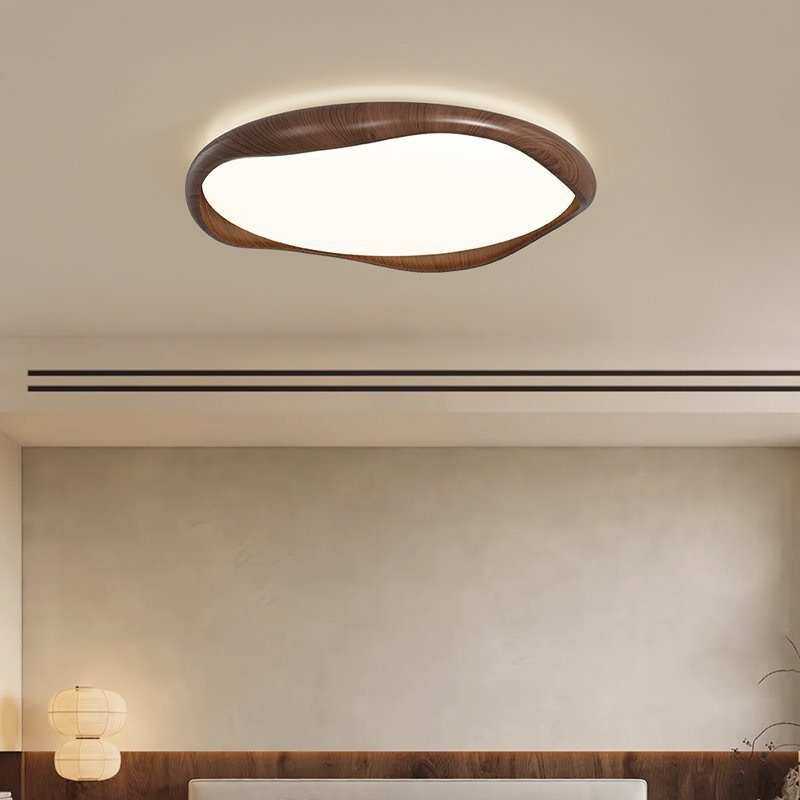 中古风木纹波浪圆形新款简约书房灯复古超薄护眼主卧灯卧室吸顶灯,家装灯饰光源,智能吸顶灯,淘宝优惠券,粉丝福利购,淘宝优惠卷