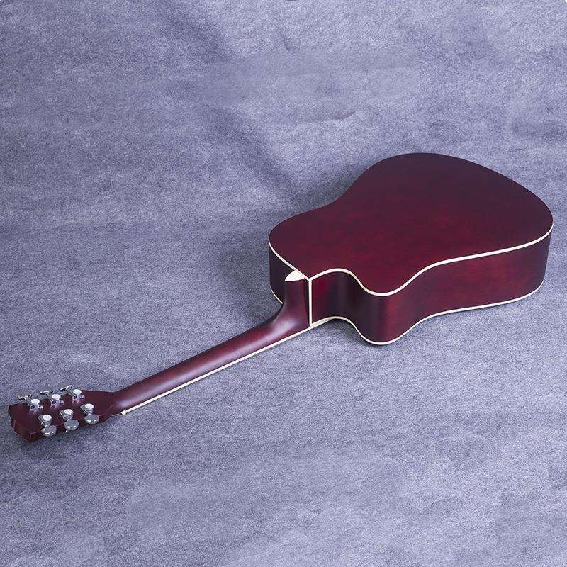41寸民谣吉他guitar 初学椴木吉它哑光原木色 缺角练习琴厂家