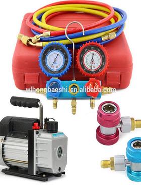 义乌1.5升/4CFM真空泵/冷媒表组R134R410aR22R407冷媒工具