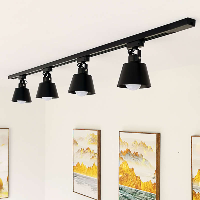 现代简约黑白色客厅卧室餐厅轨道吊灯具店铺照明LED节能导轨灯
