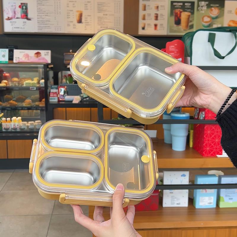 304食品级不锈钢饭盒分格带盖子微波炉加热2025新款上班族便当餐