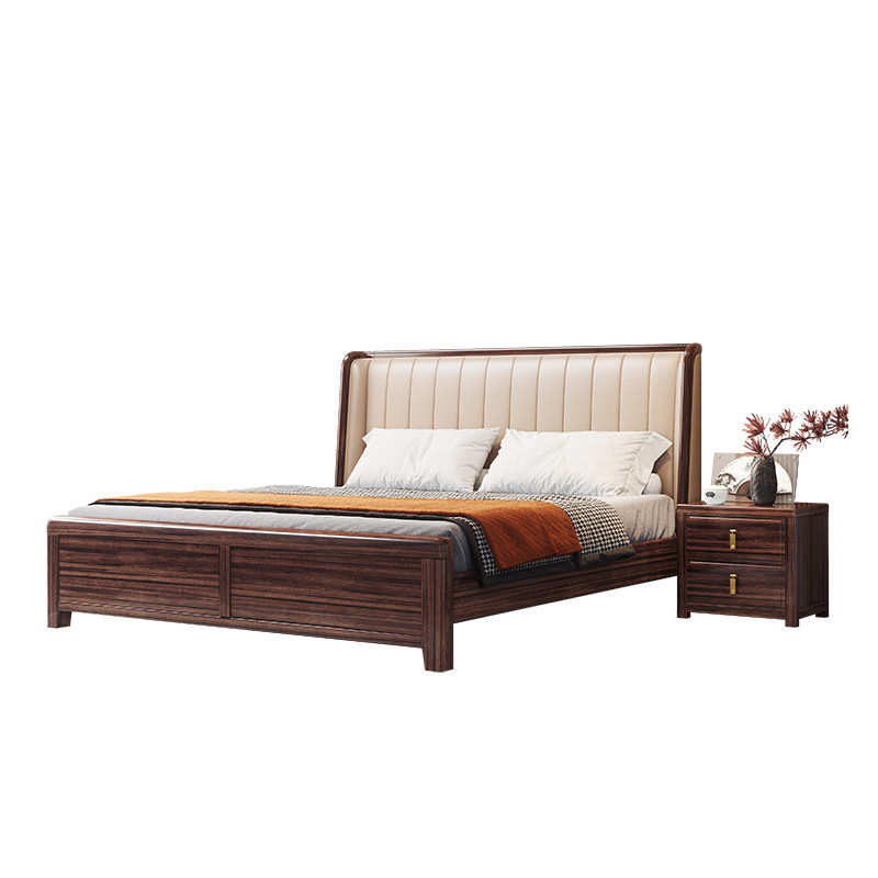 新中式实木床双人1.8m胡桃木床气压箱体储物轻奢主卧家具婚床批发