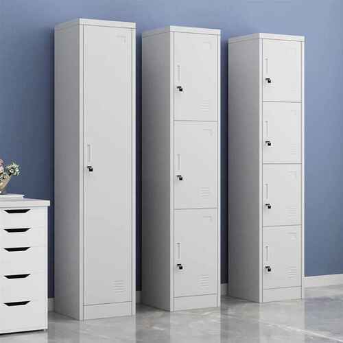 单门更衣柜钢制双人铁皮柜员工宿舍家用收纳储物鞋柜窄小夹缝衣柜