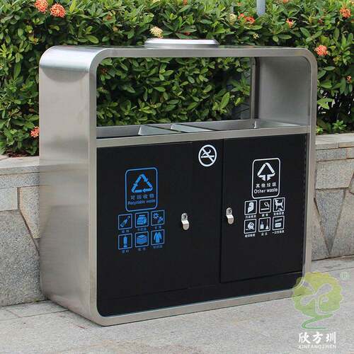 广州财富市政街道喷塑201/04#不锈钢分类垃圾桶果皮箱定制厂家