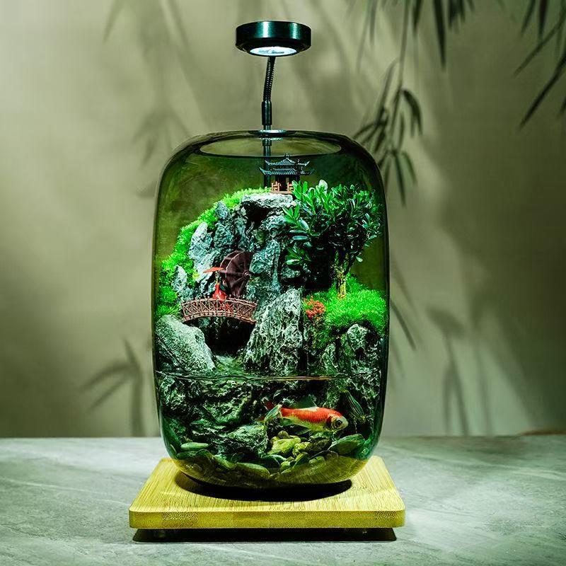 时来运转流水款养鱼缸苔藓微景观办公室桌面摆件造景真植物送礼