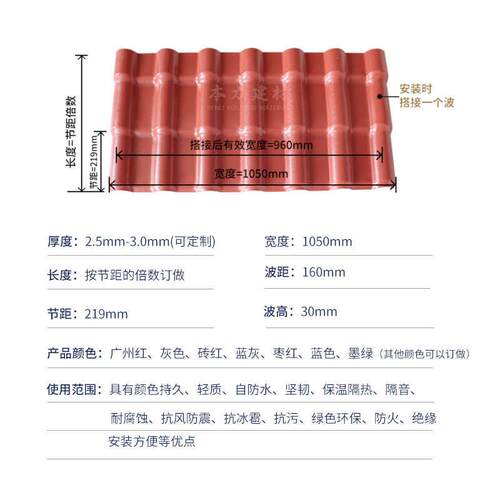 树脂瓦厂家屋顶瓦片仿古瓦屋面瓦合成树脂别墅屋顶琉璃瓦隔热瓦