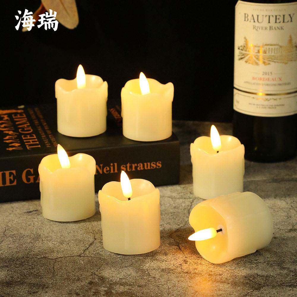 LED电子蜡烛创意圆柱形石蜡电子蜡烛灯生日婚庆场景布置道具