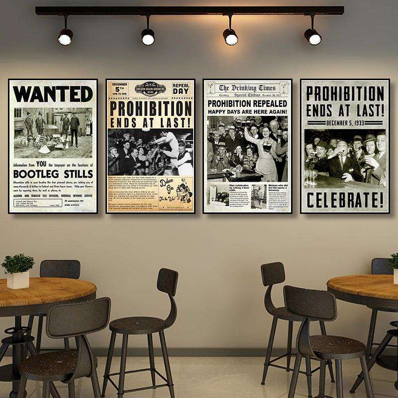 壁画装修咖啡店装饰画工业商用饮品怀旧餐厅吧台挂画复古风店