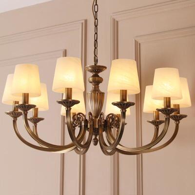 美式铜客厅吊灯古简约灯大气欧式卧室餐厅别墅复589复式古楼高端