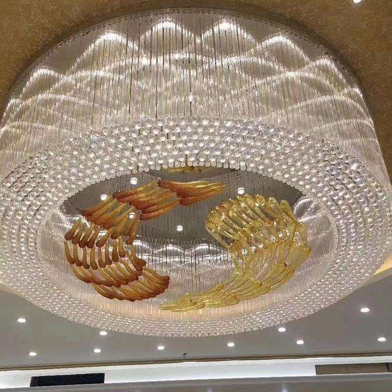 酒店工程灯具创意个性花瓣奢华玻璃异形宾馆酒店大堂前台艺术吊灯