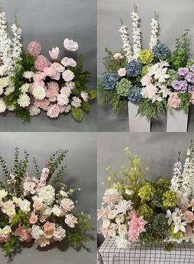 森系婚礼地排花假花插花婚庆仿真花绿色千代兰花排T台路引花迎宾