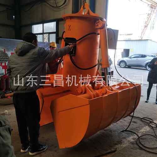 挖掘机贝壳斗卸煤挖沙挖土可贝壳1-3方抓沙斗旋转贝壳斗