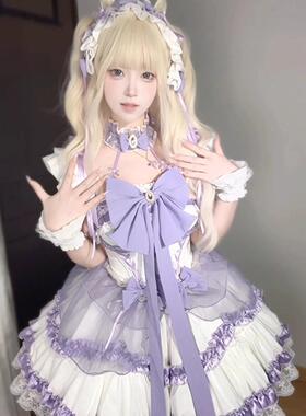 紫色Lolita裙子芭蕾诗晚礼服高端洋装可爱学生日成人礼公主连身裙