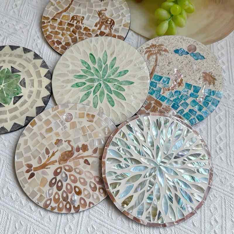 天然贝壳餐垫隔热垫餐桌垫子防烫垫高级感轻奢家用盘垫子餐盘垫子,餐饮具,餐垫,淘宝优惠券,粉丝福利购,淘宝优惠卷