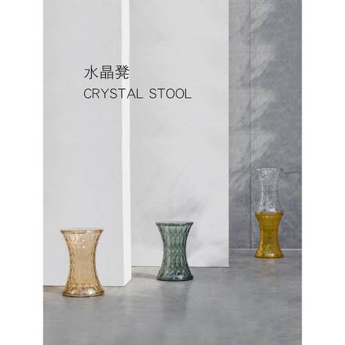 水晶凳北欧简约彩色钻石透明凳子浴室家用换鞋凳创意矮凳沙发边几