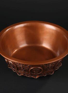 大仕缘 紫铜彷古聚宝盆工艺礼品摆饰家居招财摆件彷古乔迁开 业礼