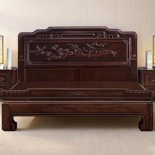 金梨花木全实木床主卧虎SJI双人床加婚床仿古雕花厚老脚全榫卯床