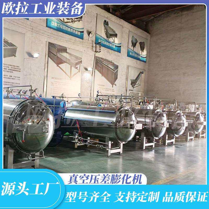 杏干果蔬脆片加工 无花果片压差膨化机 大型苹果脆葡萄干膨化设备