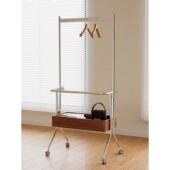 移动推车衣架中古落地衣架不锈钢收纳衣帽架复古卧室挂衣架移动晾