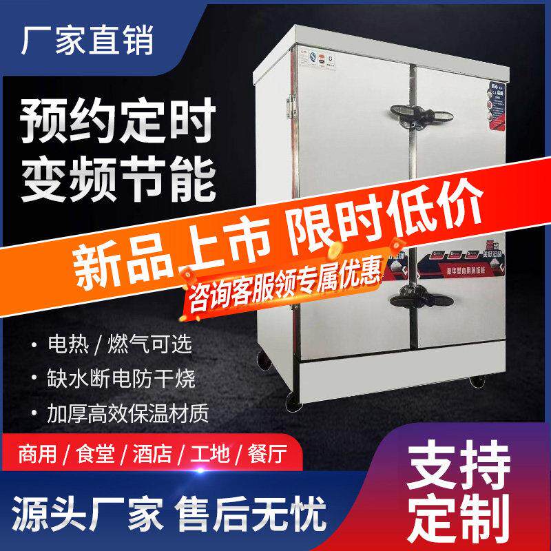 双门24层商用食堂蒸饭柜电蒸箱燃气蒸饭车节能蒸饭智能电气两用