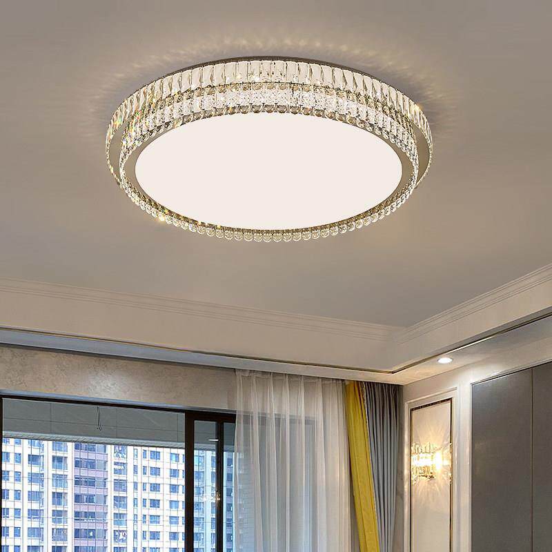 客厅主灯长方形吸顶水晶灯高端护眼卧室灯轻奢全光谱中山智能灯具