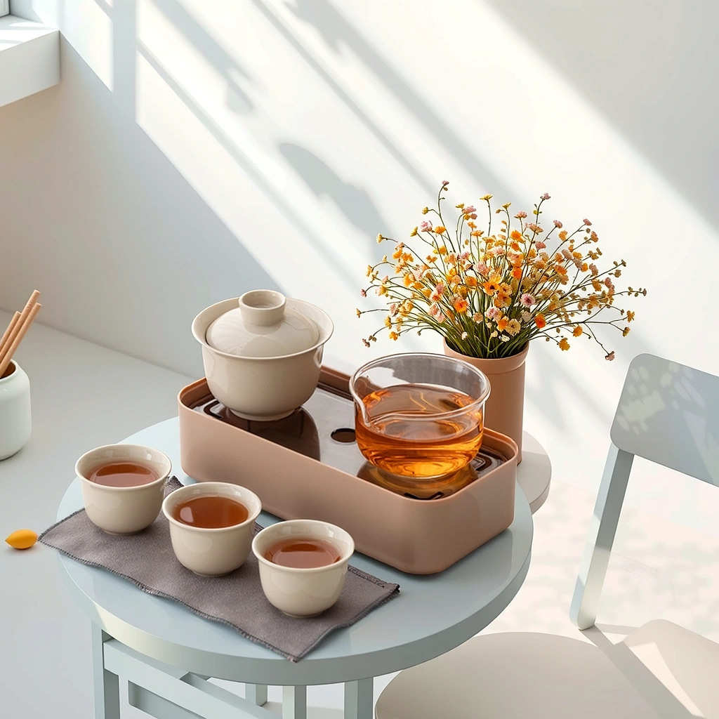 新中式旅行茶具套装户外泡茶杯便携式泡茶壶功夫陶瓷草木灰快客杯