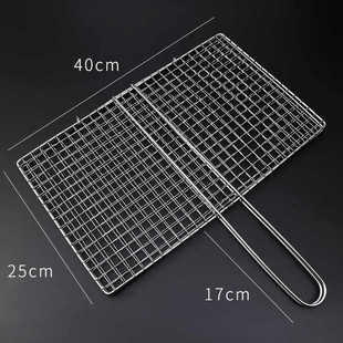 烤鱼夹子不锈钢烧烤网夹烤鱼夹板网架子网烤肉网格加粗304夹板网
