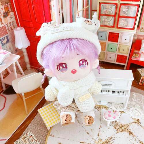 棉花娃娃20cm厘米娃衣服明星公仔正常体胖胖体裸毛线星熊帽子围巾