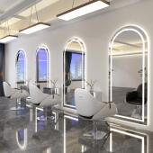 网发红发廊简约理发店镜台美发镜子发廊用挂专发廊镜台墙面无边框