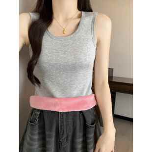 秋冬加码胖女孩温暖背心妇女的天鹅绒加厚大尺寸苗条适合内1203z