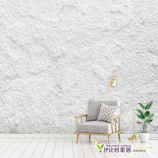 简约3D立体灰白色水泥纹墙纸斑驳做旧墙布餐厅酒吧背景壁纸工业风