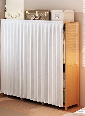 实木简易衣柜出租房防尘经结实耐XPK用衣橱带型挂遮挡帘卧室济大