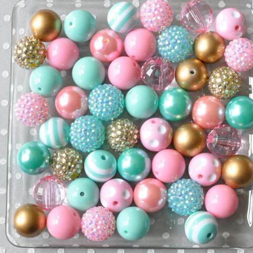 50个彩色20MM亚克力树脂大珠子混色混款串珠散珠组合Chunky Beads