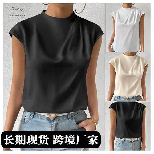 Womens Solid Color Blouse Formal Basic Elegant Top for Work
