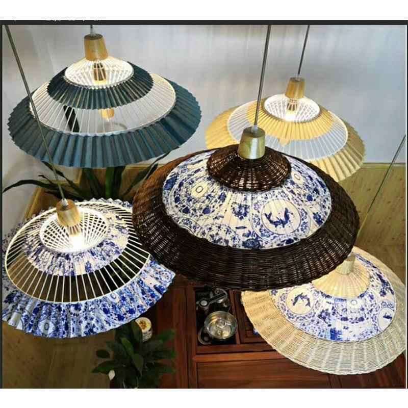 客饭笼店茶楼装YE471修工程竹灯吊灯竹编灯餐厅民宿栈吊竹艺吊灯