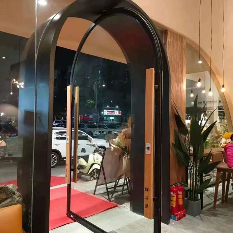 铝合金隔断全景超白玻璃门商用天地轴地弹簧双开门中轴偏轴旋转门