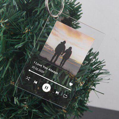 Custom Music Code Album Cover Couple Photo Keychain Acrylic