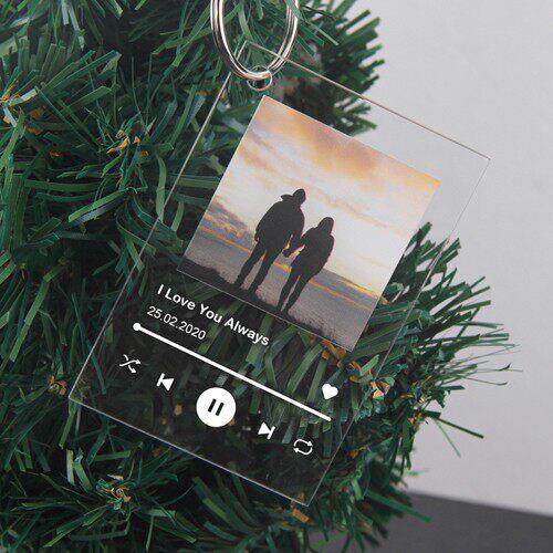 Custom Music Code Album Cover Couple Photo Keychain Acrylic