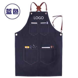 正品围牛高级仔裙上班专用男士理发师咖啡奶茶店园女艺工作服定制