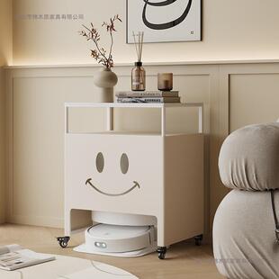 扫地机上方置物架带轮子扫地机器人基站遮挡柜隐藏收纳柜沙发边柜